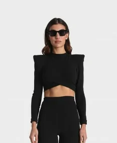 Black Emblem Crop Top by NEW CLARO