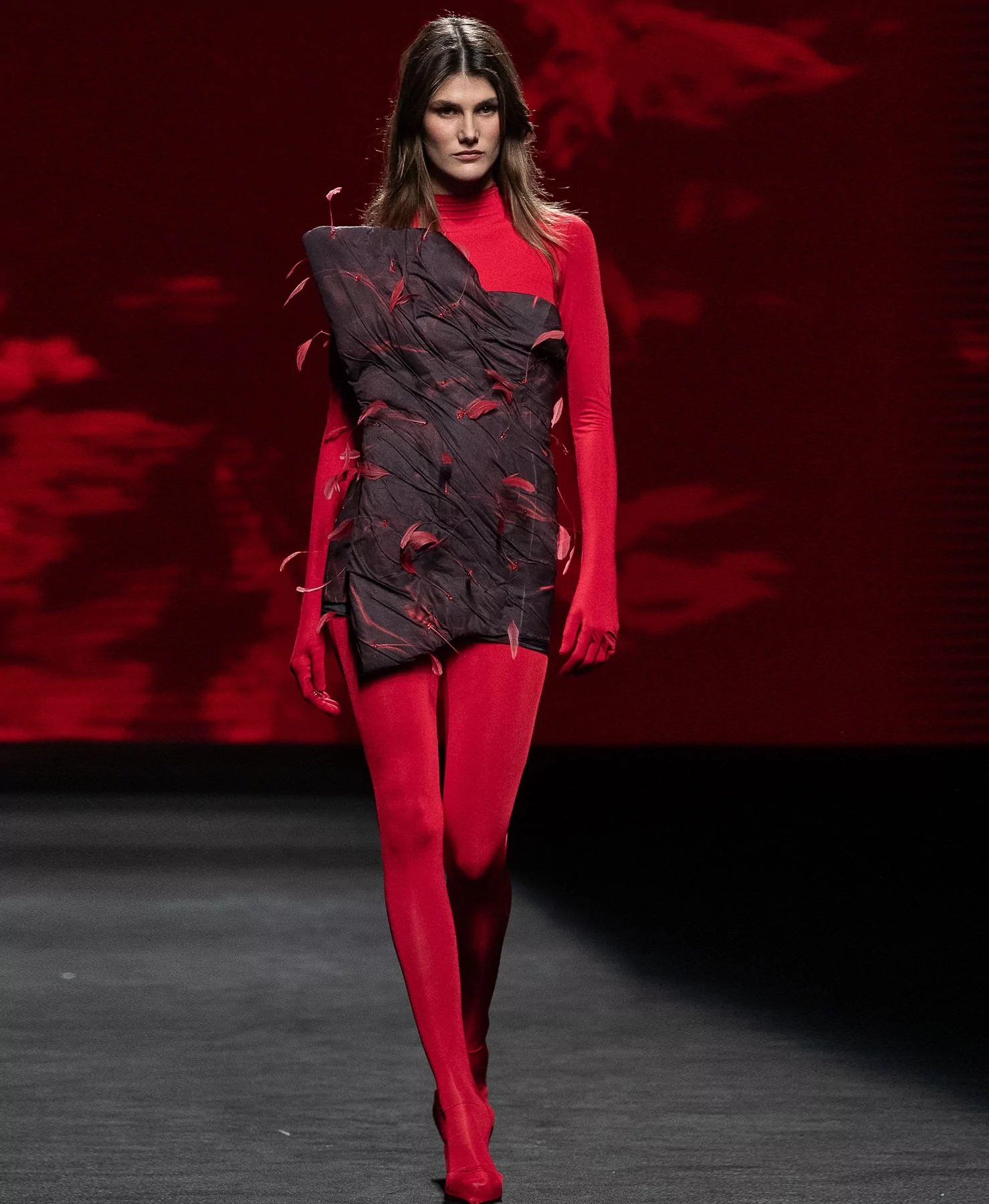 Red Mini Dress on the Madrid Fashion Week Runway