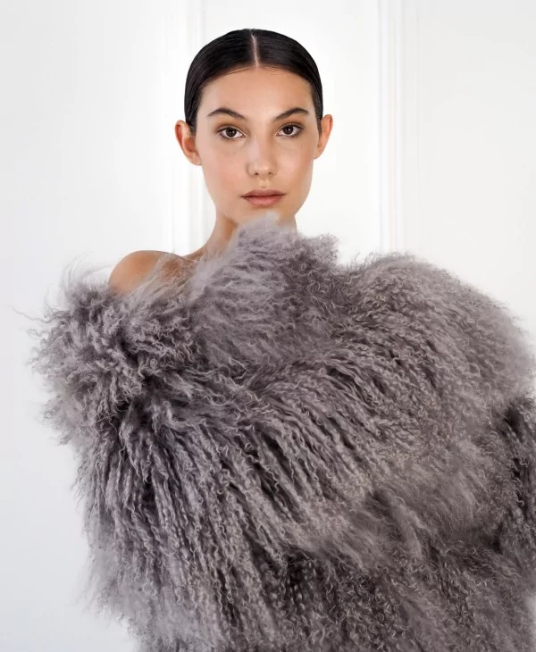 Women's Grey fur coat winter collection