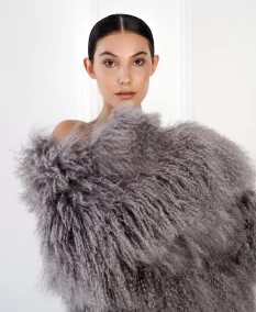 Women's Grey fur coat winter collection