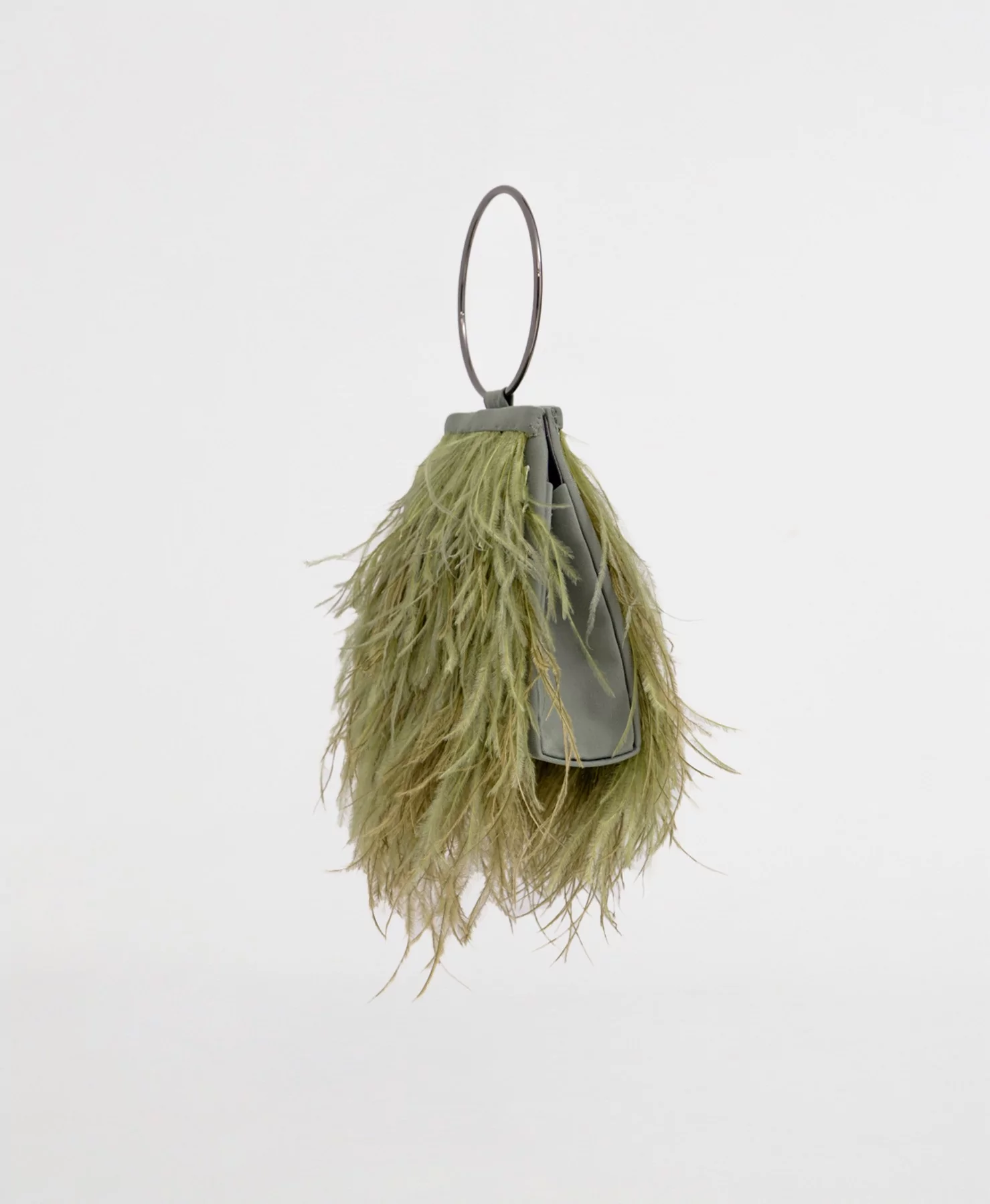 Bolso Verde de pluma complemento ideal para vestidos de gala