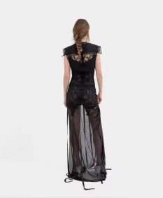 Elegant movement of the Ciane Dress at a rear angle.