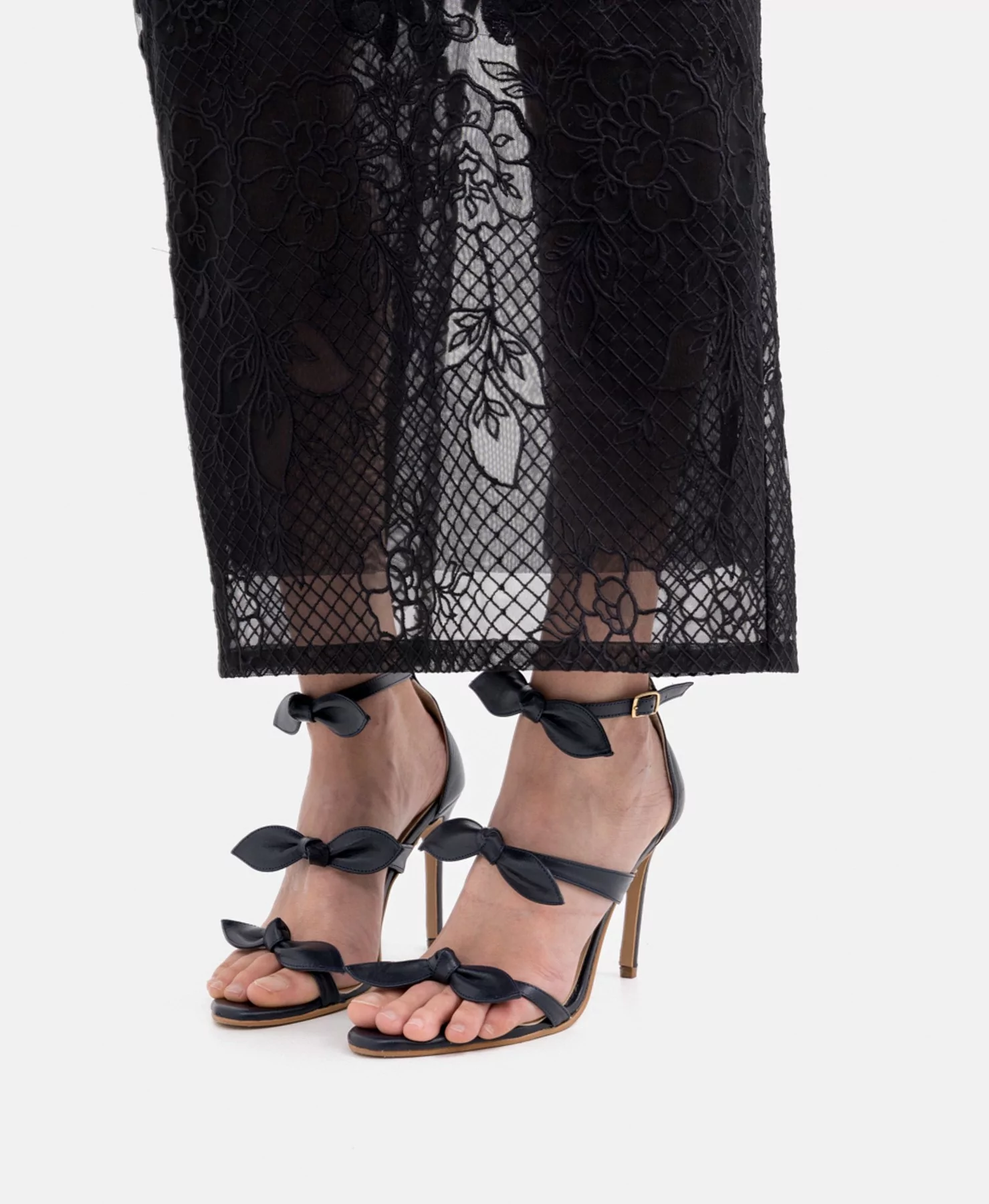 Long Lace Dress and matching shoes in black.