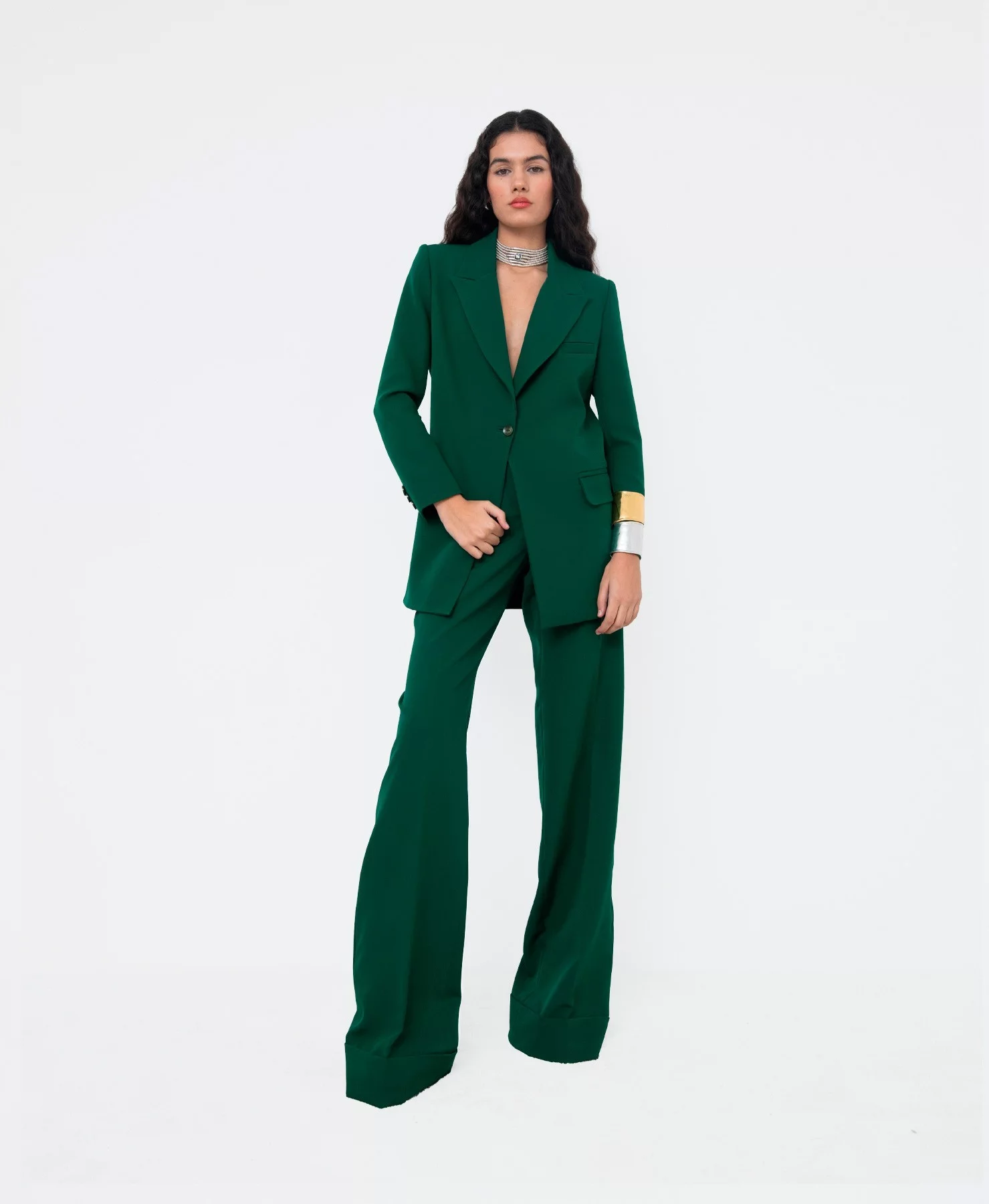 Traje verde Elegante