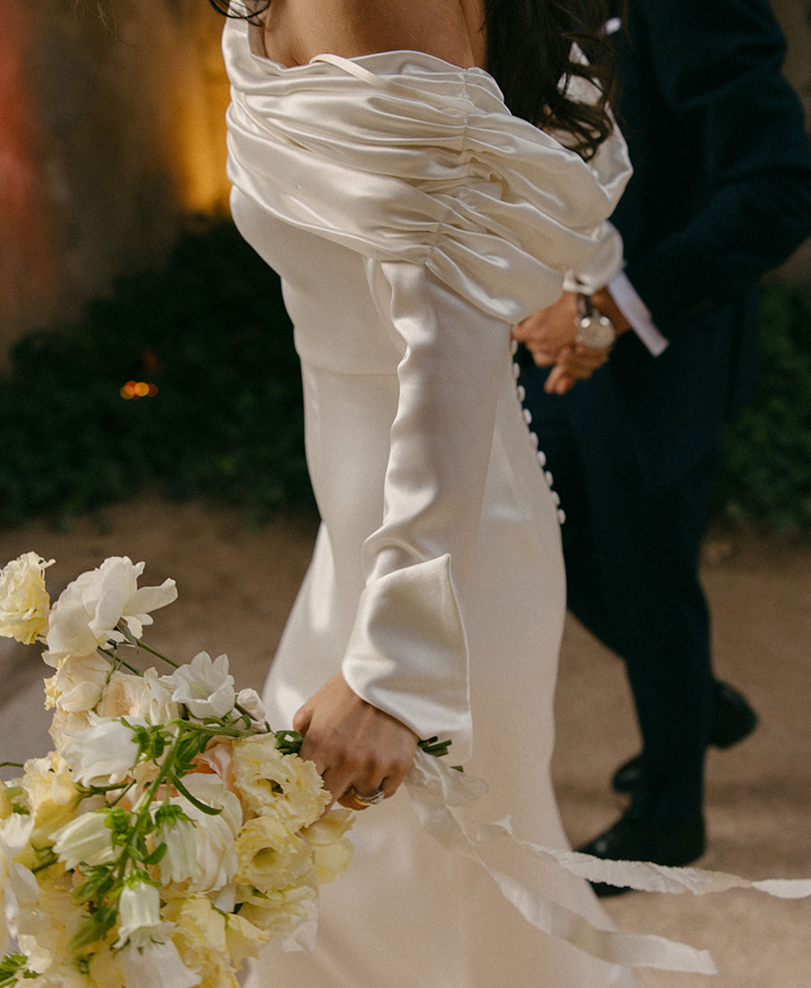 vestido de novia escote drapeado